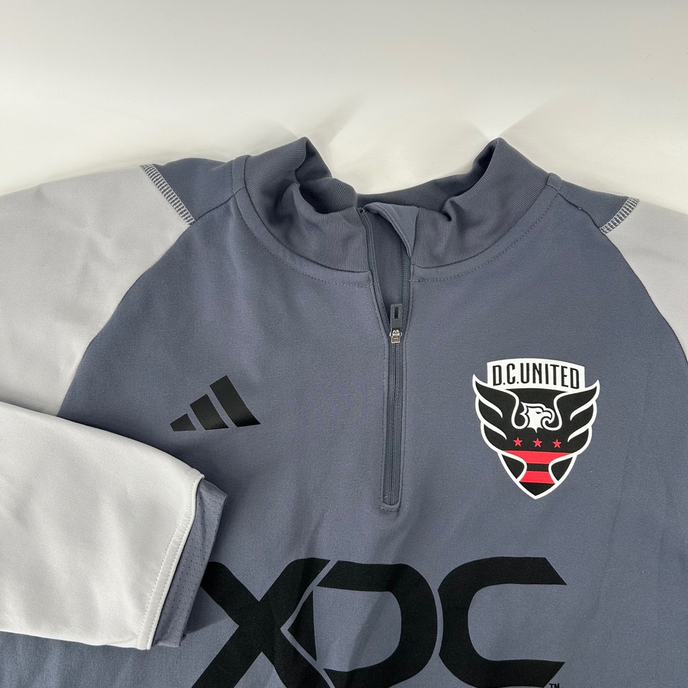 Adidas DC United Quarter Zip Training Top Mens XL Grey Black Slim Fit MLS Soccer